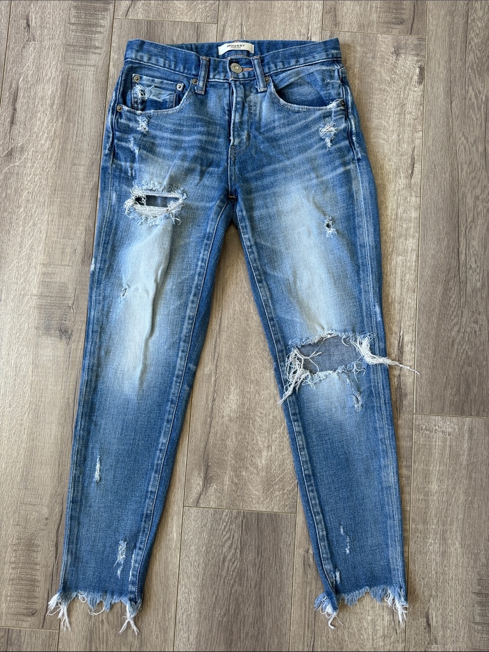 Moussy Vintage Ridgewood Distressed Cropped Skinny Jeans Size 25 Minimalist - Picture 4 of 9